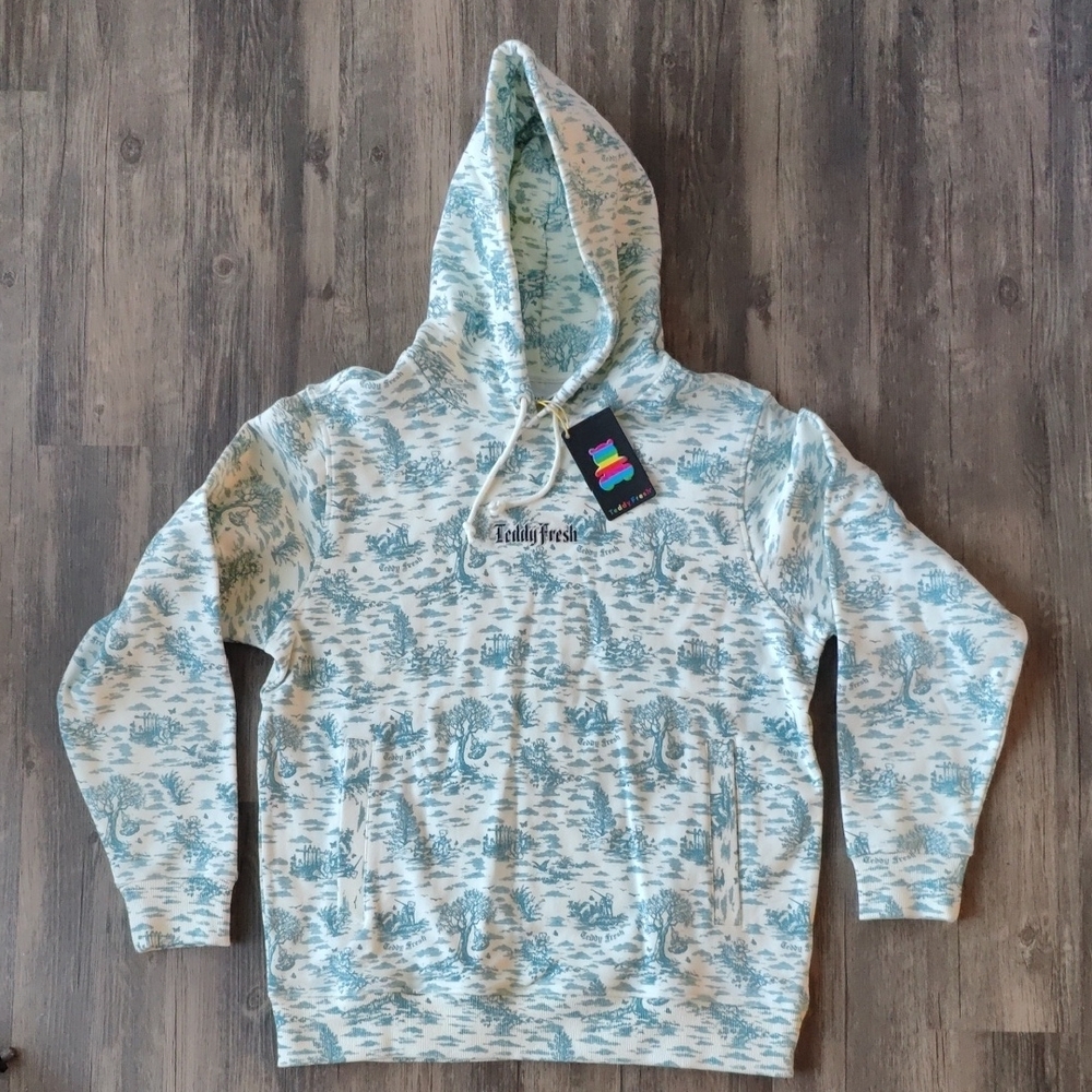 NWT Teddy Fresh Blue and White Toile Hoodie